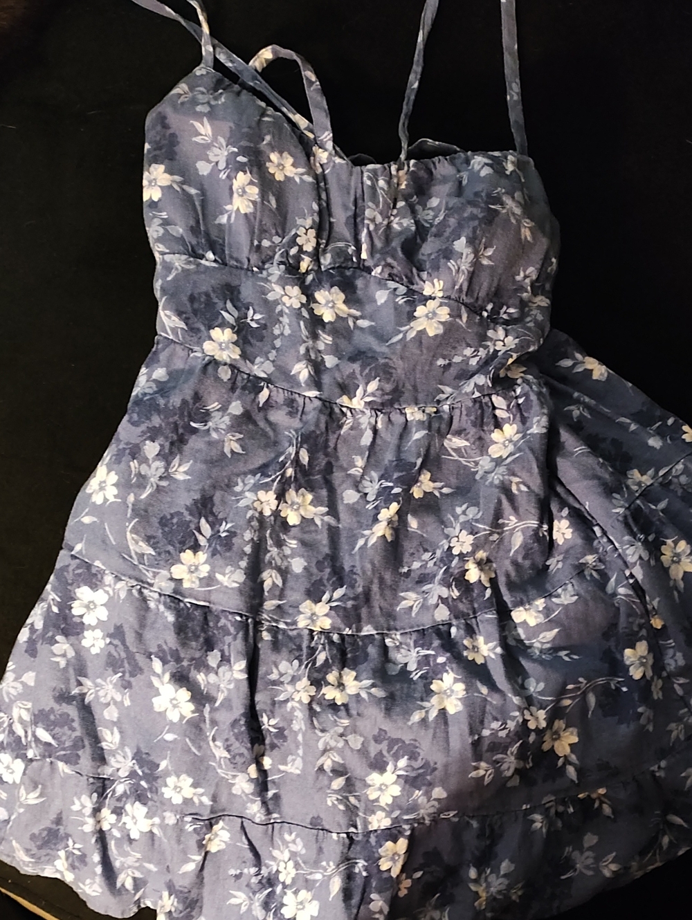 Hollister Blue Floral Tiered Sundress